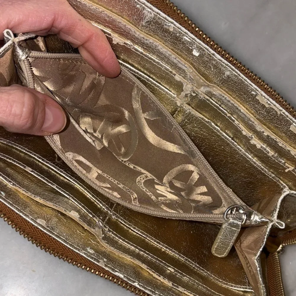 Michael Kors Wallet Jet Set Travel Continental  Full Zip Brown Leather